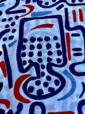 GRAFITTI  1970's Brutalist Picasso -esque Novelty Barkcloth Era Vintage Fabric picture