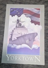 USS Yorktown CG48 Ticonderoga Navy Cruiser 1984 Commissioning Poster Deadstock picture