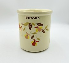 Vintage Hall China Autumn Leaves Utensil Crock 1995 Limited Edition Gold Trim  picture