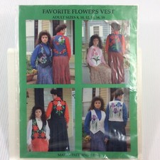 Marys Patterns 1994 Favorite Flowers Vest Craft Pattern Applique picture