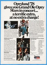 1978 Opryland USA Nashville Tennessee Grand Ole Opry Showcase Schedule Print Ad picture