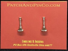 Fire Dept 1 Bugle Gold Pair Collar Pins Rank Insignia Lieutenant FD VFD 3/4 picture