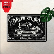 Creative Craft Room Sewing Hobby Studio Retro Metal Tin Sign Decor 8x12 In picture