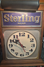 Vintage Sterling Beer Illuminated Lighted Advertising Clock WORKING Bar Tavern S picture