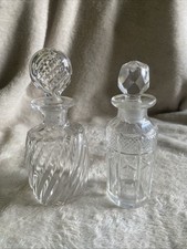 2 MCM Art Deco Style Pressed Glass Vanity Perfume/Scent Decanter Bottles Stopper picture