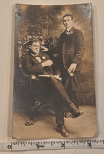 Vintage Studio Portrait Men Suits Boutonnieres Studio Backdrop Photo picture
