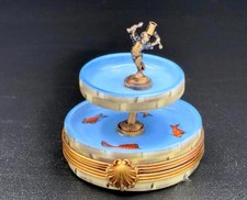 Very Rare Authentic Atelier de Limoges 1/250 Blue Fountain Cherub Trinket Box picture