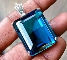 London Blue Topaz Pendant 925 Sterling Silver Pendant Gemstone Jewelry 90.45 Ct picture