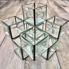 Vintage Beveled Glass & Metal Candle Votive Holder Decor Centerpiece picture