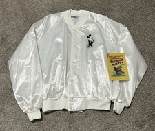 VTG 80s Walt Disney Mickey Mouse 60 Years Chalk Line Satin Bomber Jacket Sz. 2XL picture