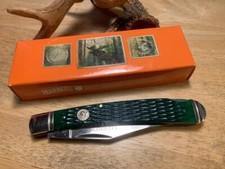 Marbles One Blade Hunter Green Bone Lockback 5 1/4