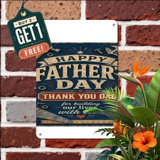 Happy Fathers Day Thank You Dad Tin Sign Family Wall Plaque 8x12 picture