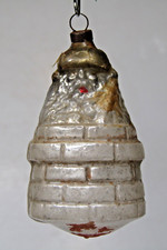 Vintage Antique Blown Glass SANTA w TREE in CHIMNEY Christmas Ornament Germany picture