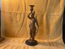 Rare vtg cast metal american indian candlestick picture