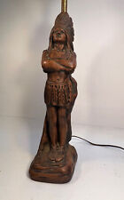 Old Chalkware Native American Chief Tobacco Cigar Store Display Lamp Statue Lamp picture