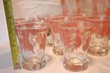 Hazel-Atlas Vintage Dancing Pigs Shot Glasses Set Of 4. MCM Bar Ware picture