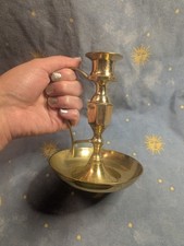 Vtg Solid Brass Wee Willie Style Candle Holder Single Candle Taper 1800’s Style picture