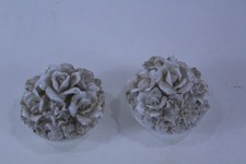 Pair Vintage Milk Glass Floral Candlestick Holders with Deco Plugs Ardalt Japan picture