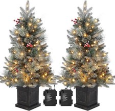 2-Pack 3FT Pre-Lit Small Christmas Tree w/78 White LED Lights Tabletop Xmas Tree picture