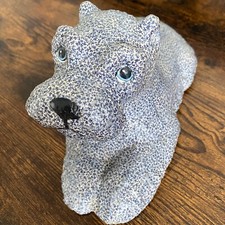 Schnauzer Dog Puppy Figurine Statue Laying Down Blue White Floral picture