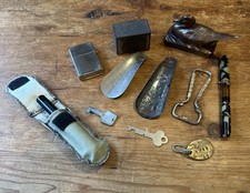 Vintage Junk Drawer Metal Collectibles Lot - Lighter Keys Fountain Pen Duck  picture