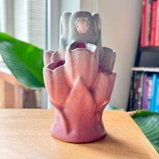 Vintage Niloak Tulipiere Flower Frog Vase Mauve Art Potter MCM retro Whimsical picture