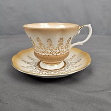 Royal Albert Overture Series Tea Cup & Saucer Bone China England Gold Filligree picture