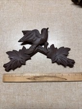 Vintage German Cuckoo Clock Wood Maple Leaf Bird case trim Topper Part picture