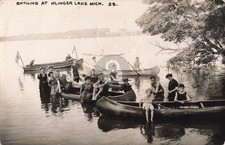 Bathing at Klinger Lake MI Michigan 1910 RPPC Photo Postcard COPY picture