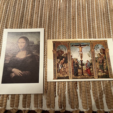 National Gallery of art postcards. Mona Lisa. The crucifixion. picture