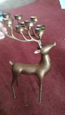 Large Brass REINDEER w/10 Point Candelabra ~ Item Stands 20