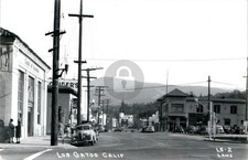 LOS GATOS CA California STREET SCENE c1930s Cars Laws RPPC Photo Postcard COPY picture