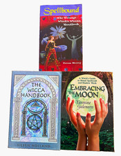 Wiccan, Witch, Spell 3 book lot. Spellbound, embracing the moon, Wicca handbook picture