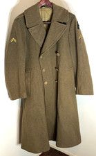 WWII U.S. Army M1939 Wool Overcoat Early Wear‑Under Liner Corporal Rank OD Wool picture