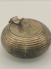 VTG Made In India Brass Portable Pocket Ashtray Ribbed Concentric Rings Patina picture