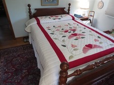 Hand Appliqued & Quilted PA DUTCH LOVE BIRDS DESIGN Cotton QUILT #1 - 74
