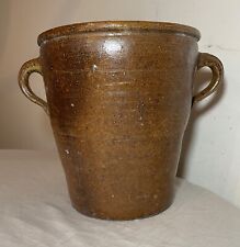 antique 1800s handmade stoneware salt glazed crock pottery jug vase with handles picture