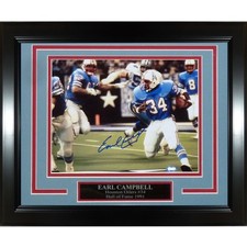 Earl Campbell Autographed Houston Oilers (Horiz Action) Framed 8x10 Photo picture
