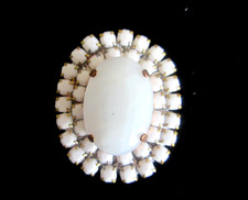 XL Gorgeous Czech Vintage Style Rhinestone Glass Button   WHITE picture
