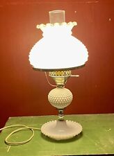 Nice Vintage White Hobnail Glass Hurricane Table Boudoir Parlor Lamp Works Great picture