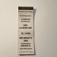 Ken Snavely's Cafe 7th & Maclay Harrisburg PA Vintage Matchbook Cover 5MB130-6 picture
