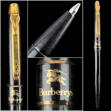 Vintage Burberry Black & Gold Knight Logo Ballpoint Pen Pentel Burberrys picture