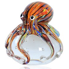 EUSTUMA Hand Blown Glass Octopus Figurine for Fish Tank Aquarium picture