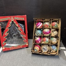 lot of 12 vintage christmas ornaments with box picture