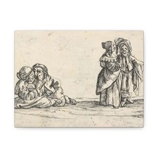 Agostino Mitelli II - Callot figures; two seated dwarf lovers - Canvas Wall Art picture