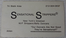 Sensational Strippers Belly Dancers New York's Greatest Vintage Business Card picture