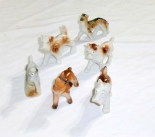 Lot of 6 Vintage Miniature Ceramic Dog Figurines Collection 1920s + Japan picture