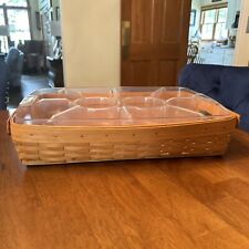 Longaberger 1995 Large Serving Tray Basket, Double Protector Solid &Chip & Dip picture