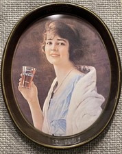 Vintage Drink Coca-Cola Serving Tray Metallic Plate Woman drinking Coke 1973 picture