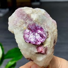 130G Natural Red tourmaline with purple lepidolite mineral crystal specimen picture